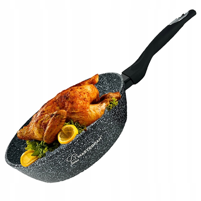 Patelnia tradycyjna ALUMINIOWA MARMUROWA ZAPOBIEGA PRZYWIERANIU 24 cm