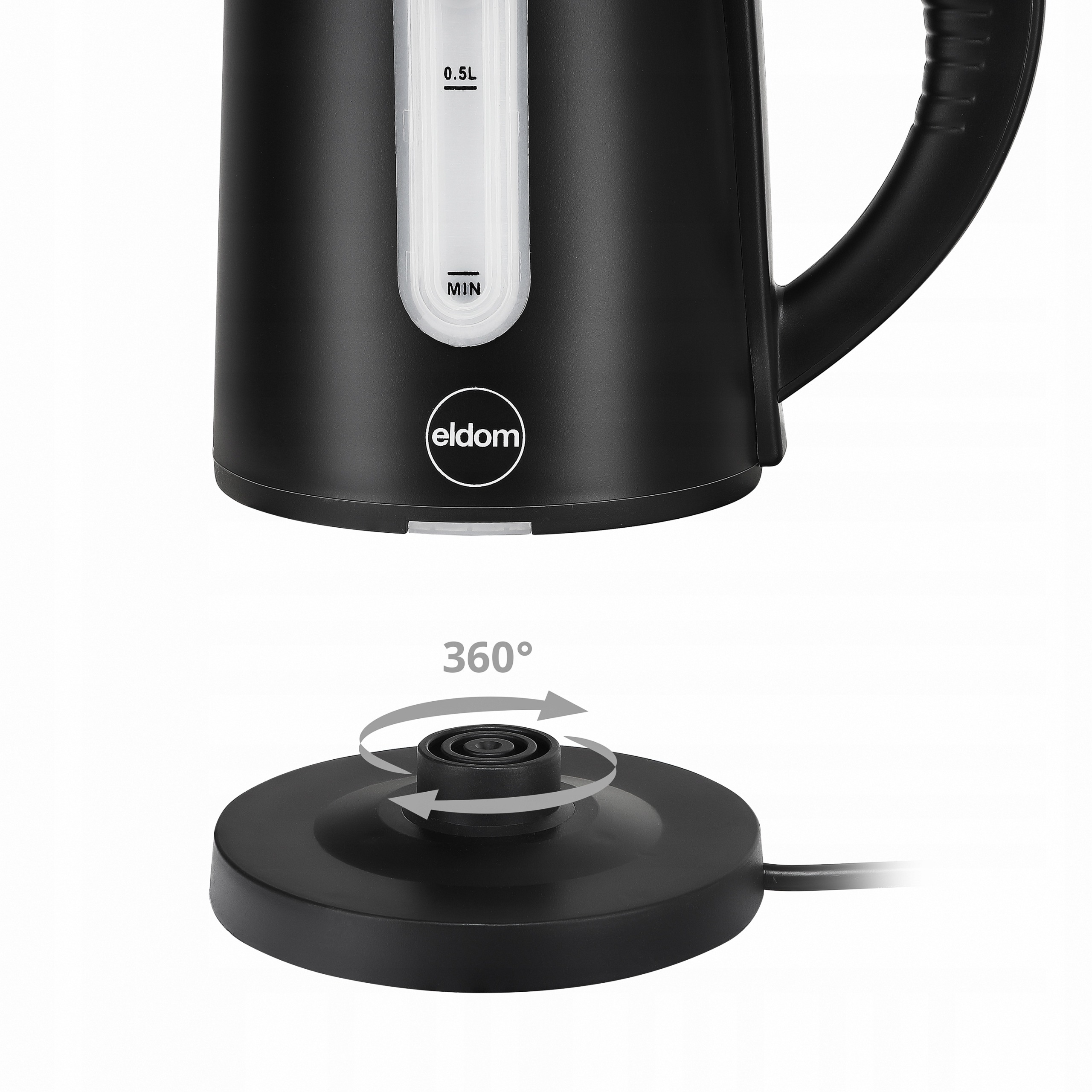 Czajnik elektryczny bezprzewodowy elegancki Eldom C185 1000 W 0,8 l czarny