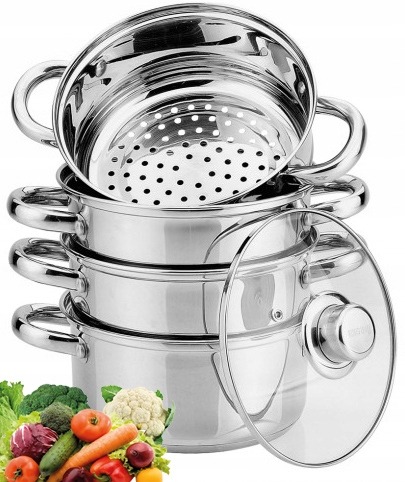 GARNKI INDUKCJA Garnek z pokrywką stalowy do gotowania na parze