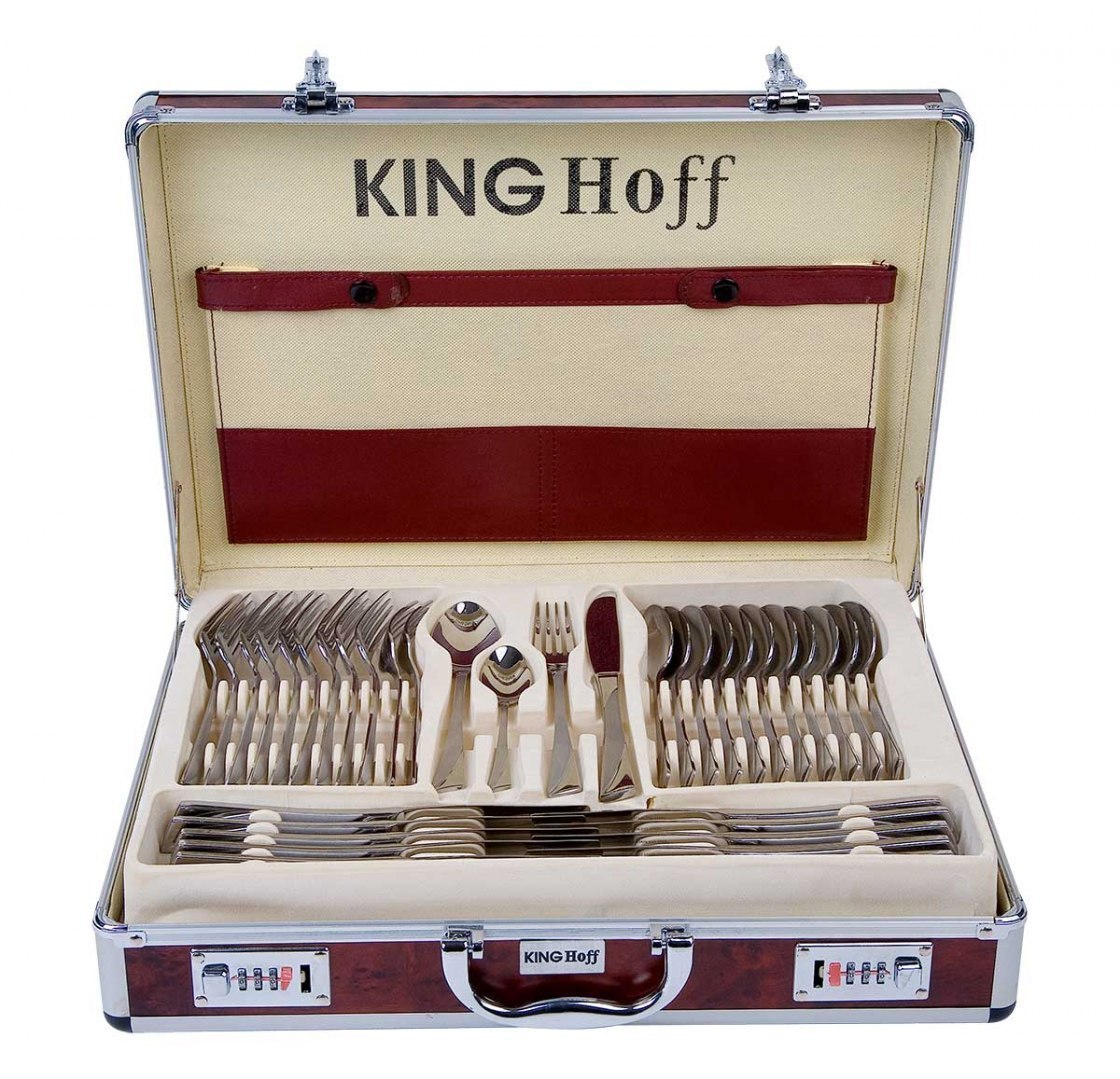Komplet sztućców ZESTAW Kinghoff SATYNA Inox 72 el. Sztućce MAT Walizka