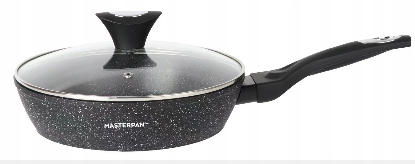 Duża Patelnia Wysoka z Pokrywką Granitowa Indukcja Gaz 28cm 3,5L GARNKI