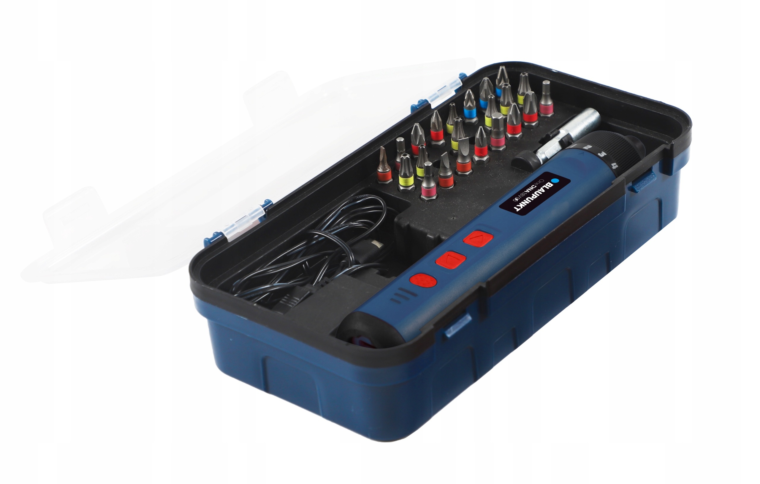 WKRĘTAK ELEKTRYCZNY ŚRUBOKRĘT AKUMULATOROWA WKRĘTARKA 4V ZESTAW 26 BITÓW