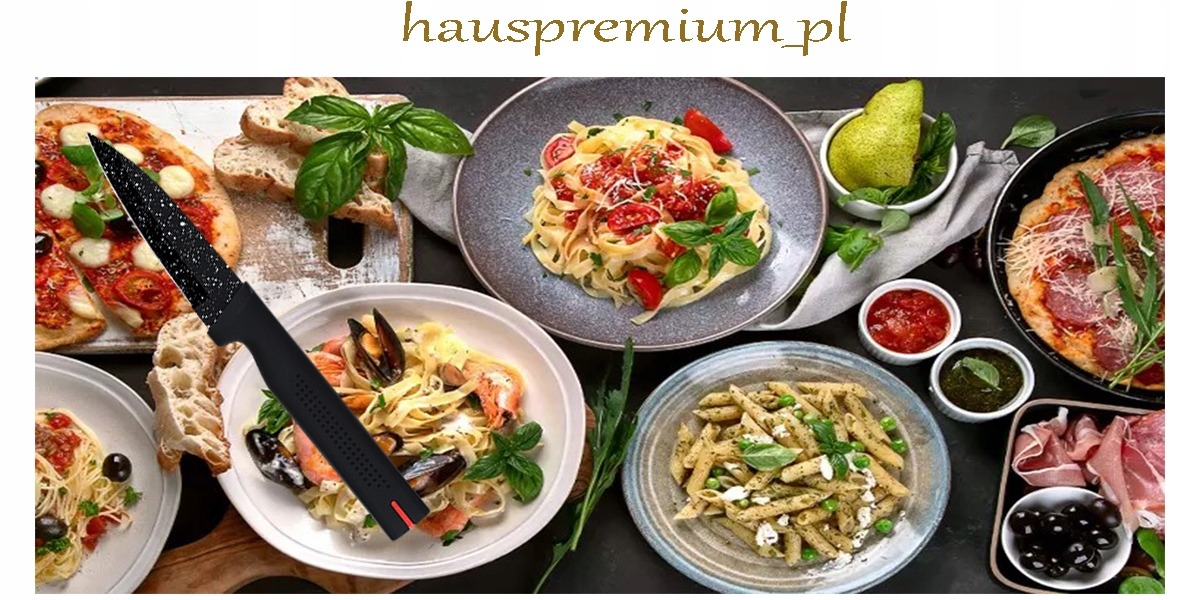 NÓŻ KUCHENNY 12,5CM CZARNY DO SIEKANIA KROJENIA MIĘSA WARZYW CHLEBA OSTRY