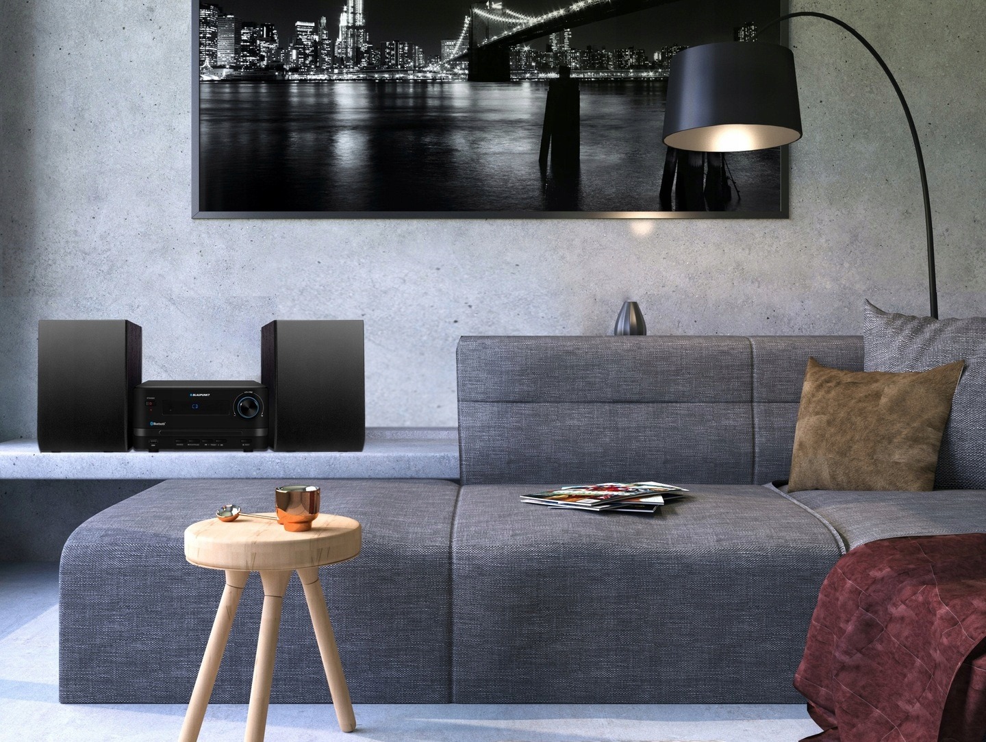 MINI WIEŻA STEREO BLUETOOTH BLAUPUNKT RADIO FM CD MP3 MS14BT 2 GŁOŚNIKI