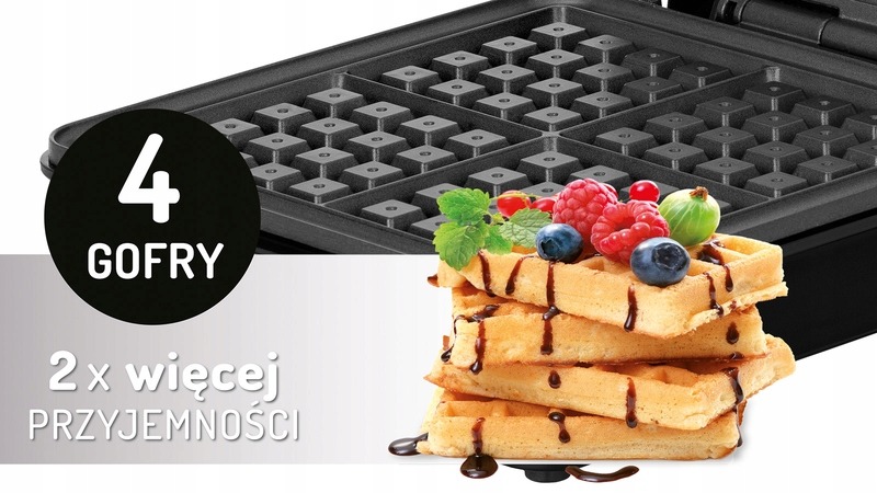 GOFROWNICA DUŻA 4 GOFRY MOCNA 1200W INOX