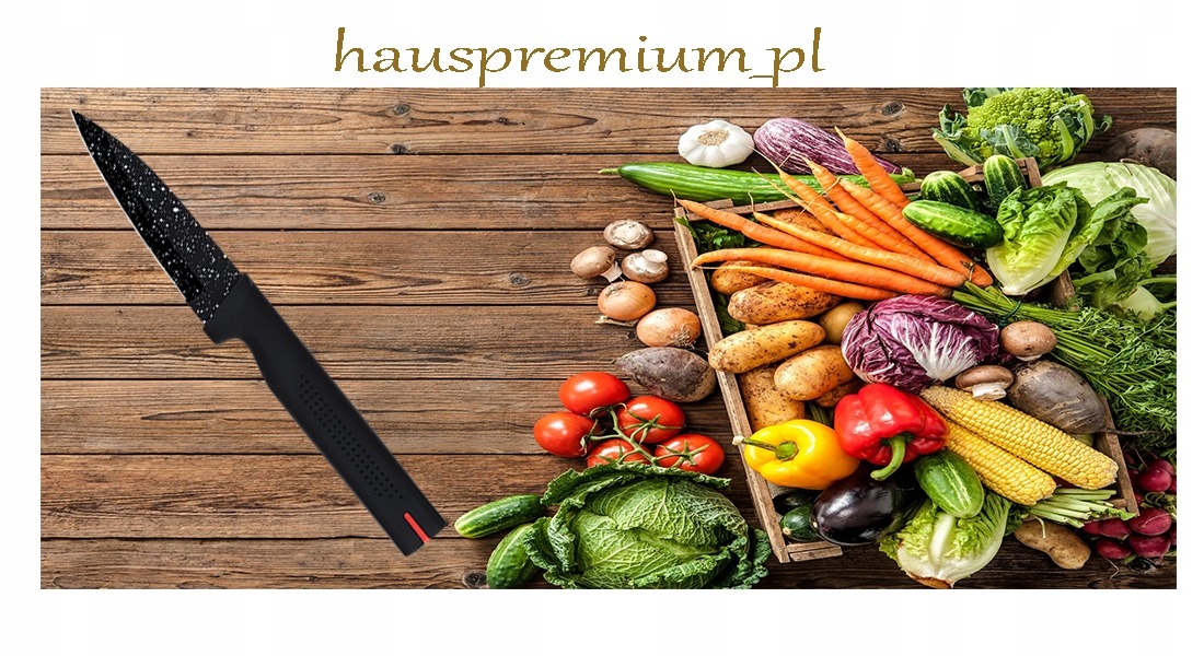 NÓŻ KUCHENNY 12,5CM CZARNY DO SIEKANIA KROJENIA MIĘSA WARZYW CHLEBA OSTRY