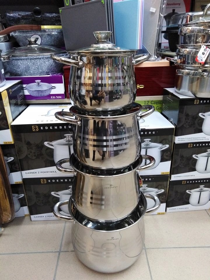 DUŻY GARNEK KOCIOŁEK STALOWY Z POKRYWĄ INDUKCJA NA GAZ 8,8 LITRA