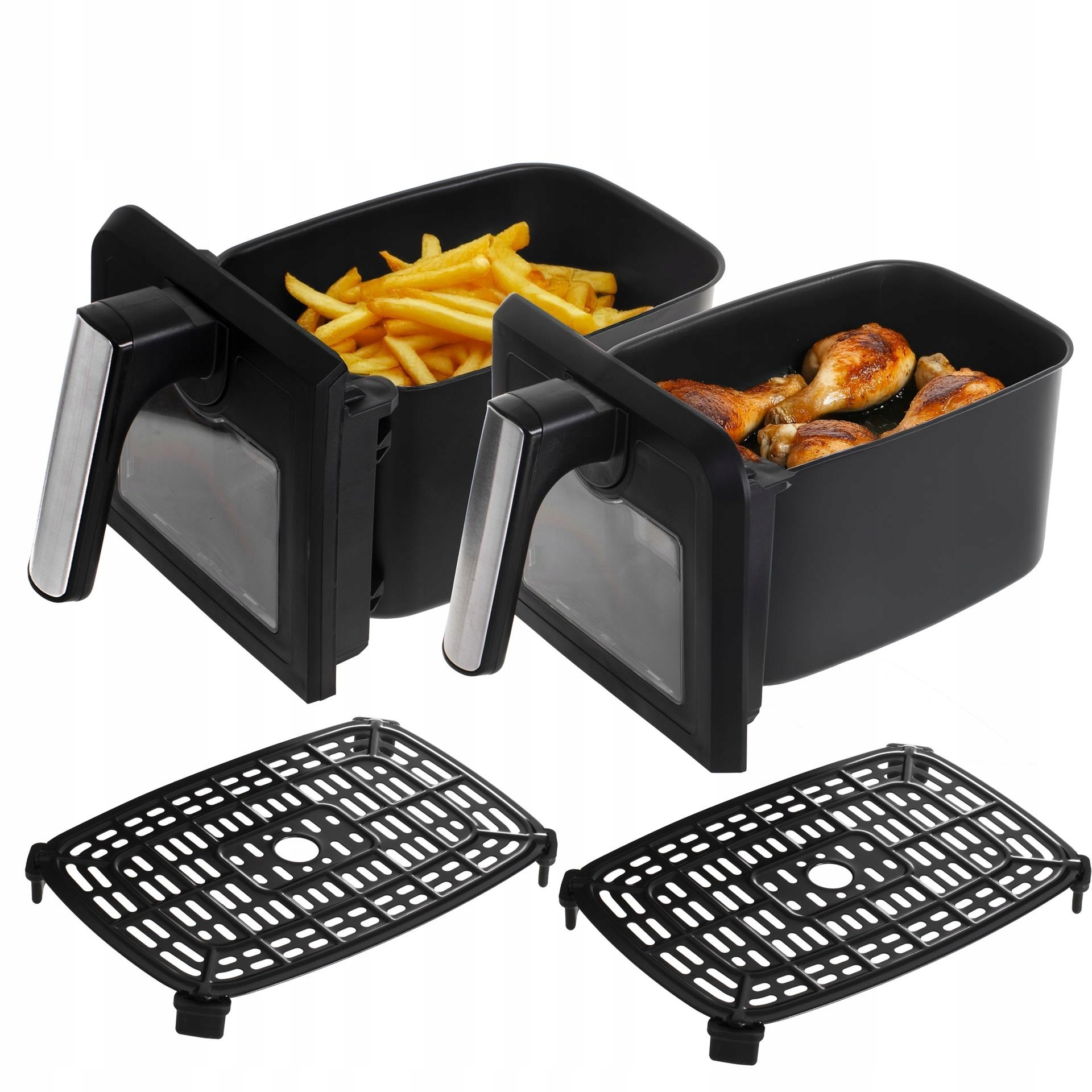 FRYTKOWNICA BEZTŁUSZCZOWA PODWÓJNA 8L2500W AIR FRYER FRYTOWNICA DWUKOMOROWA