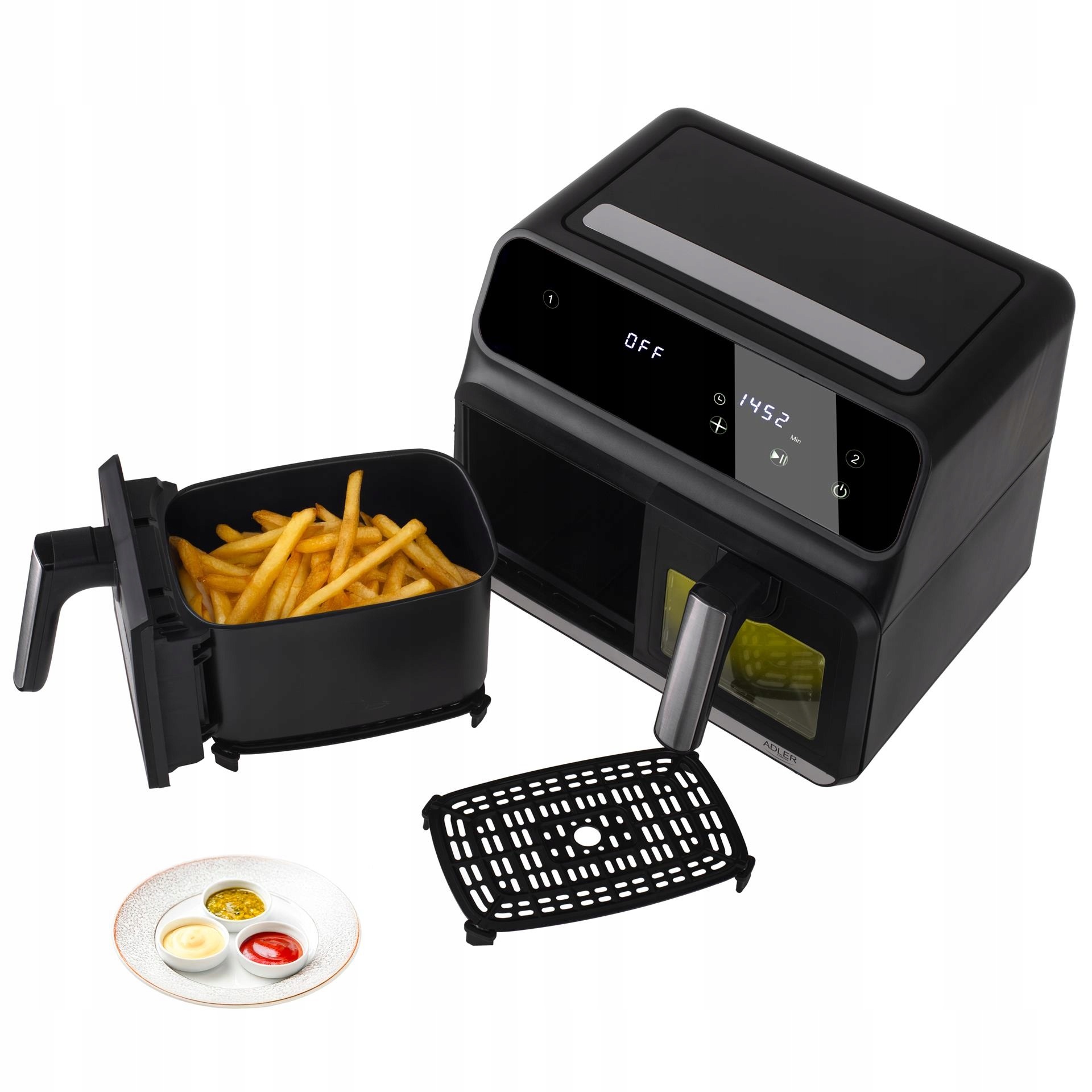 FRYTKOWNICA BEZTŁUSZCZOWA PODWÓJNA 8L2500W AIR FRYER FRYTOWNICA DWUKOMOROWA