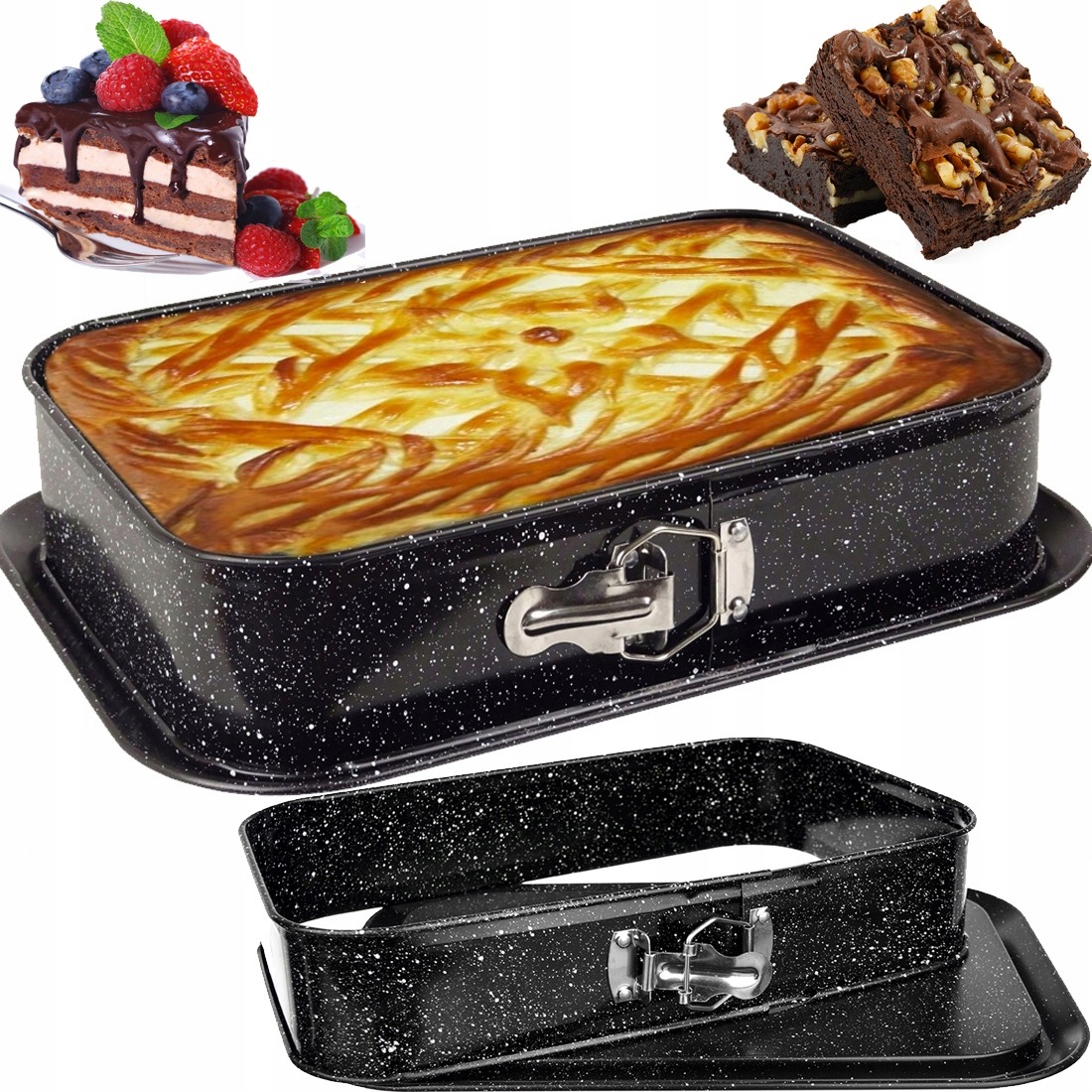 FORMA DO PIECZENIA TORTOWNICA BLACHA PROSTOKĄTNA STAL NIERDZEWNA NON-STICK