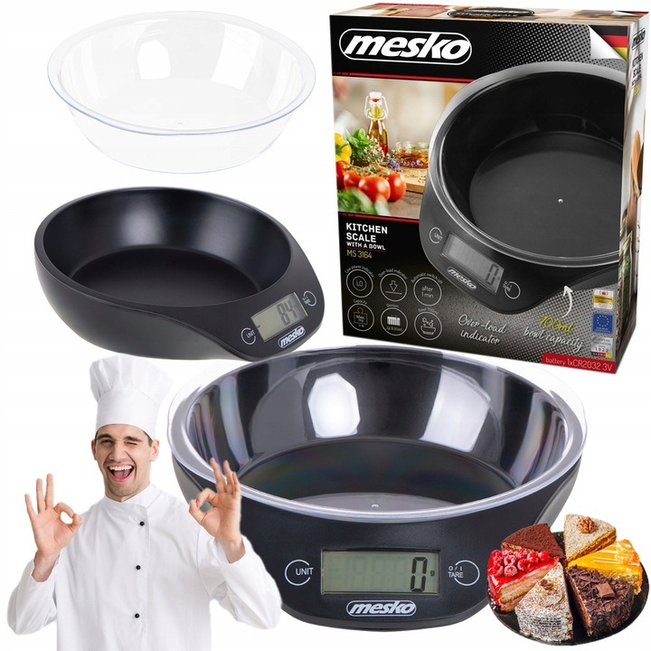 Waga Kuchenna z Misą PRECYZYJNA DOKŁADNA 700ml 5kg/1g LCD Tara Czarna Adler