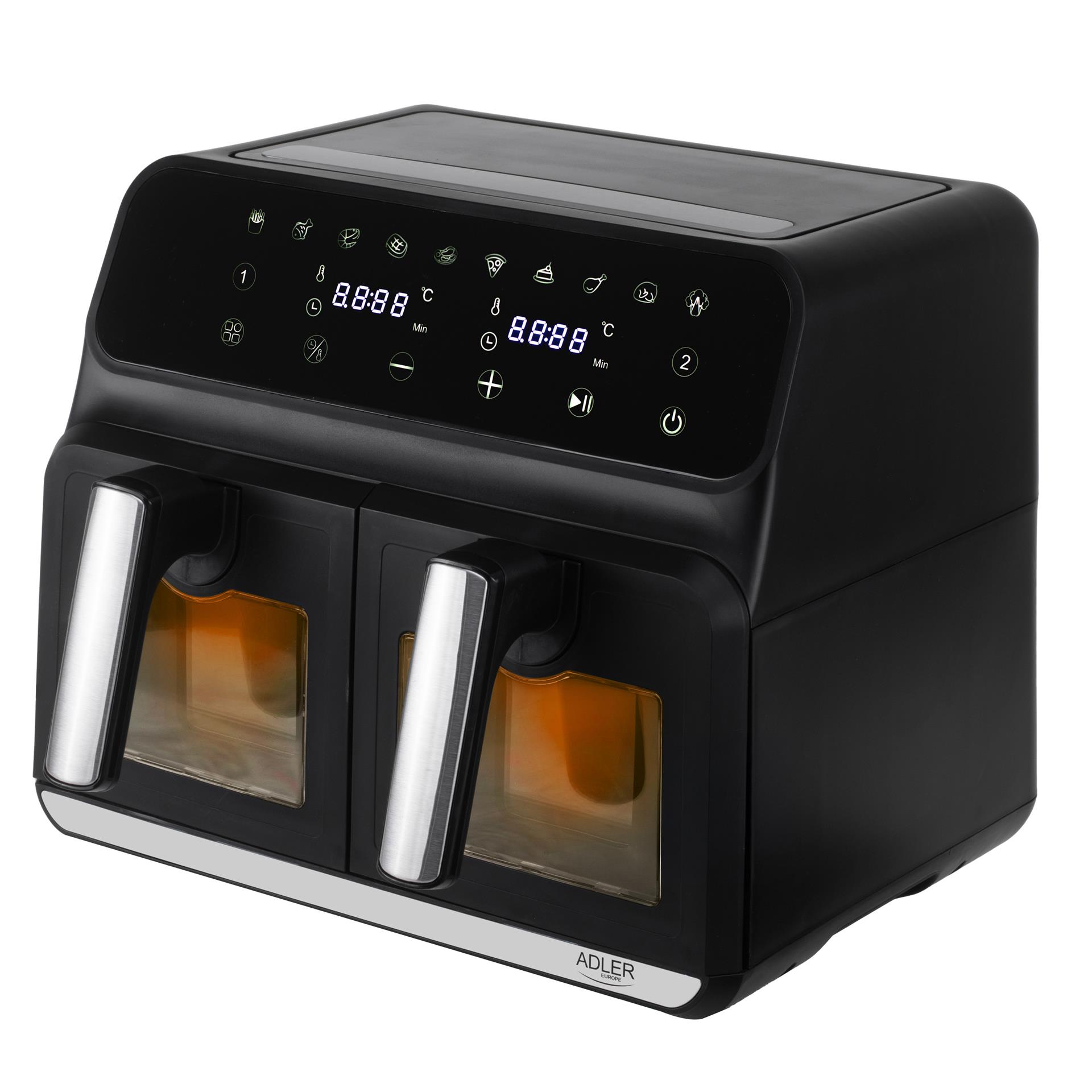 FRYTKOWNICA BEZTŁUSZCZOWA PODWÓJNA 8L2500W AIR FRYER FRYTOWNICA DWUKOMOROWA