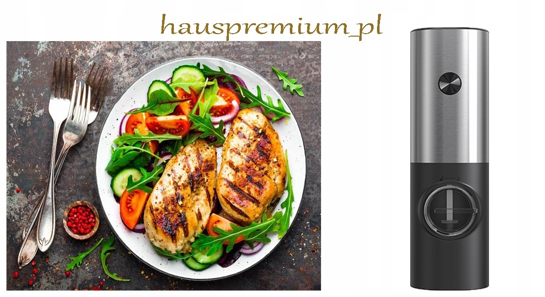 Elektryczny młynek do pieprzu i soli na prezent SREBRNY CZARNY