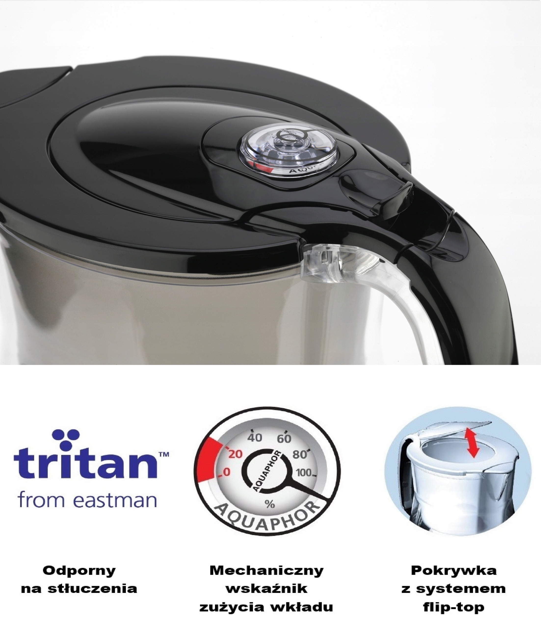 Dzbanek filtrujący do wody Aquaphor Onyx CZARNY 4.2 l +3 WKŁADY MG Maxfor