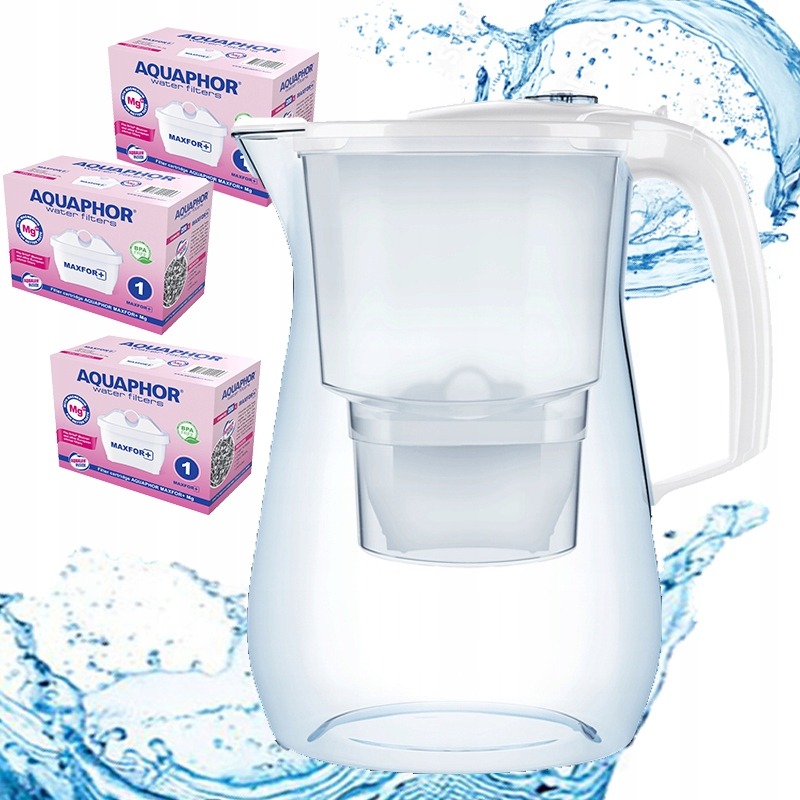 Dzbanek filtrujący do wody Aquaphor Onyx BIAŁY 4.2 l +3 WKŁADY MG Maxfor