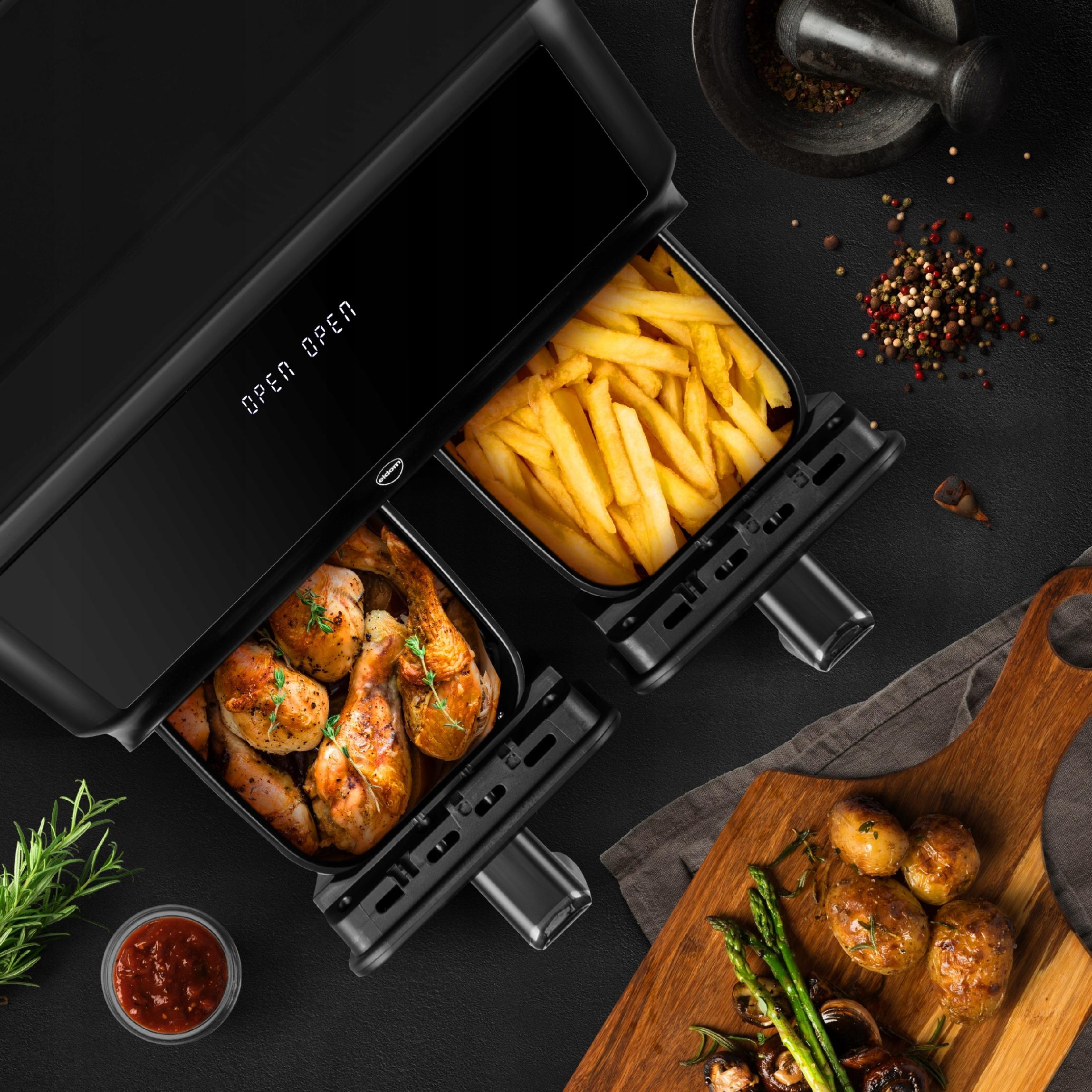FRYTOWNICA BEZTŁUSZCZOWA AIRFRYER FRYTKOWNICA Eldom FR210 DUŻA PODWÓJNA 8L