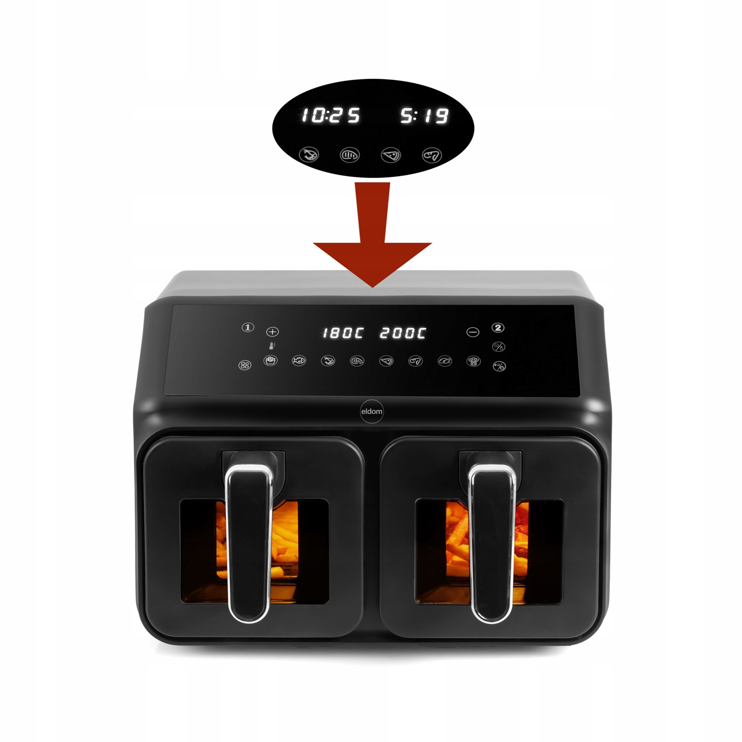 FRYTOWNICA BEZTŁUSZCZOWA AIRFRYER FRYTKOWNICA Eldom FR210 DUŻA PODWÓJNA 8L