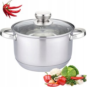 GARNKI INDUKCJA 1,9L Garnek STALOWY TRADYCYJNY z pokrywką 16x9,5cm