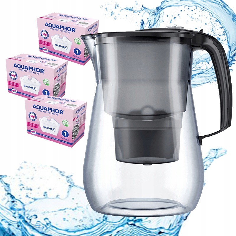 Dzbanek filtrujący do wody Aquaphor Onyx CZARNY 4.2 l +3 WKŁADY MG Maxfor