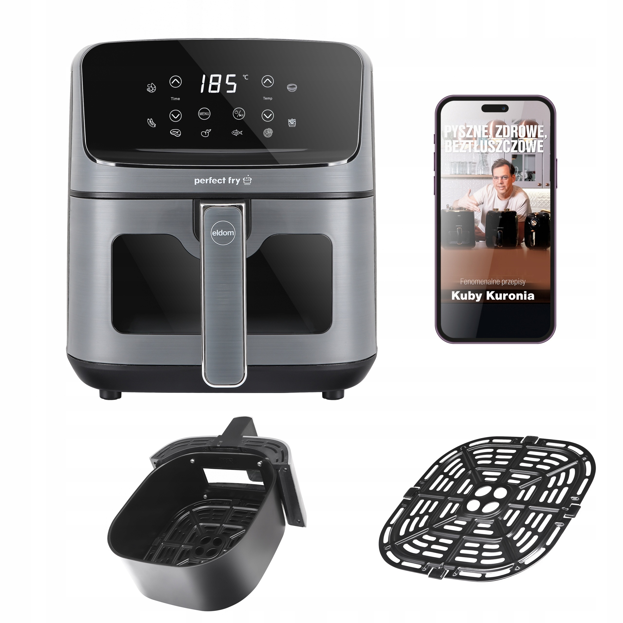 FRYTKOWNICA BEZTŁUSZCZOWA FRYTOWNICA 1500W 4,2l AIR FRYER ELDOM