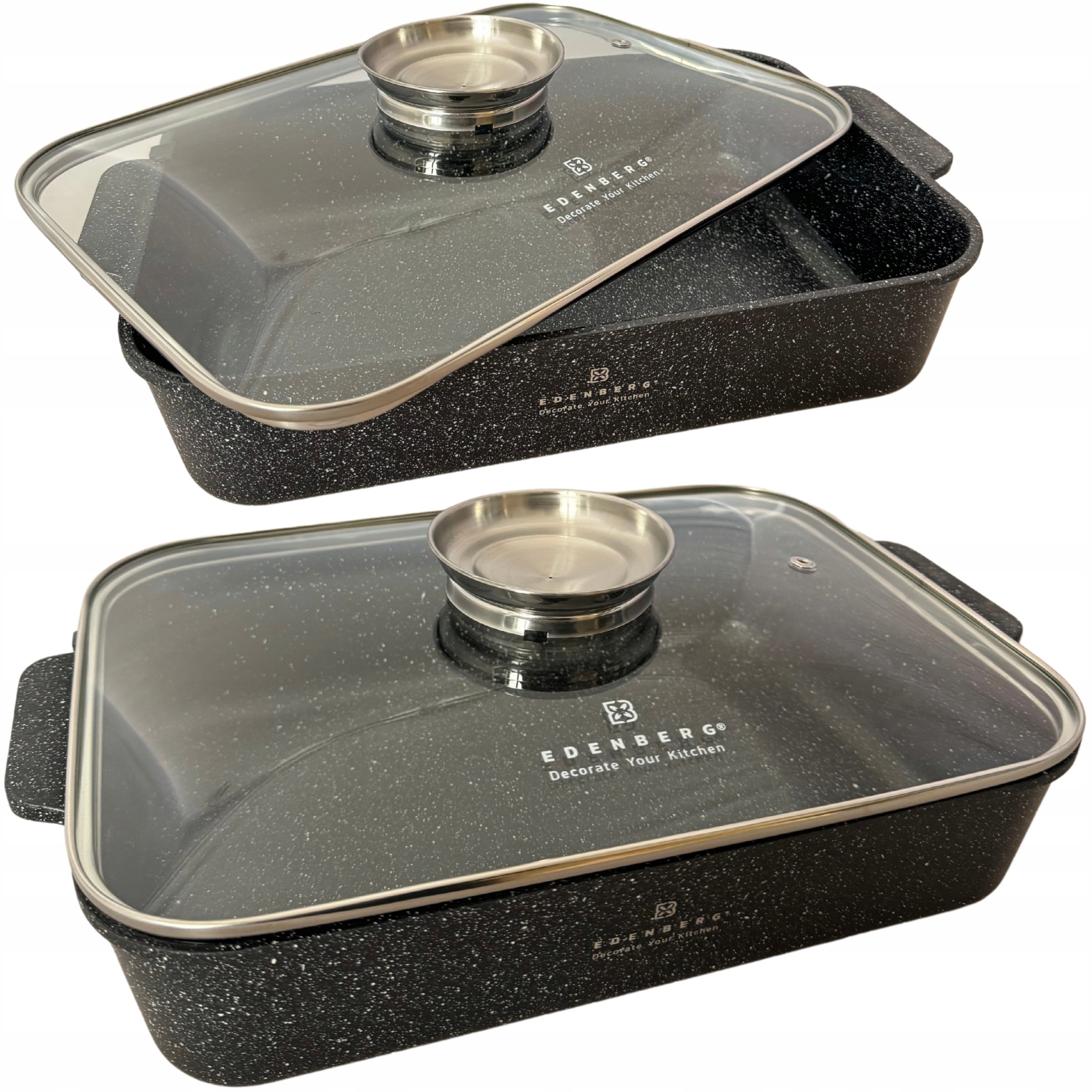 BRYTFANNA PŁYTKA Garnek DO ZAPIEKANIA Brytfanna MARMUROWA 4.7L + ŁAPKI 2szt