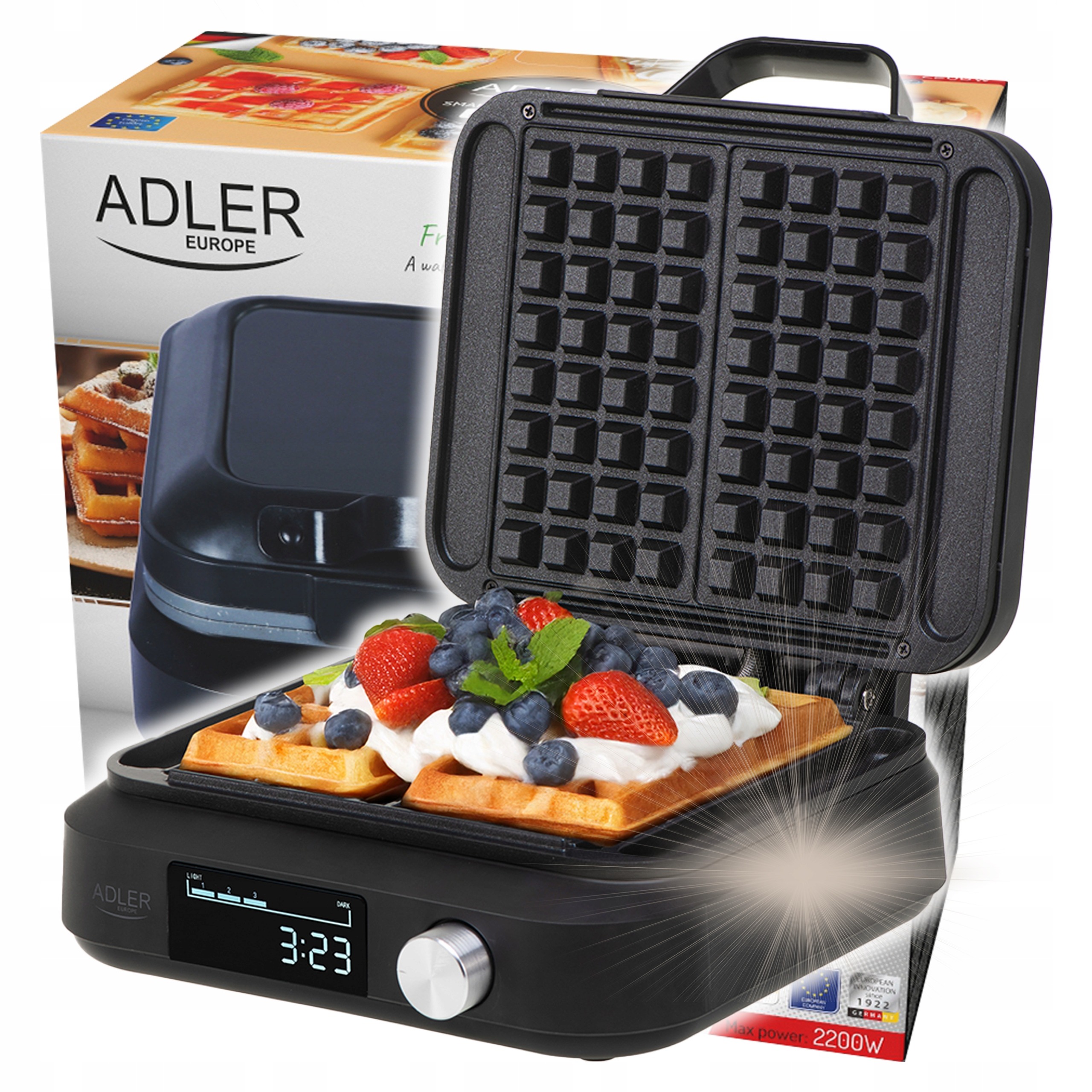 Gofrownica Adler Gofrownica 2200W Adler AD3087 2200 W czarny