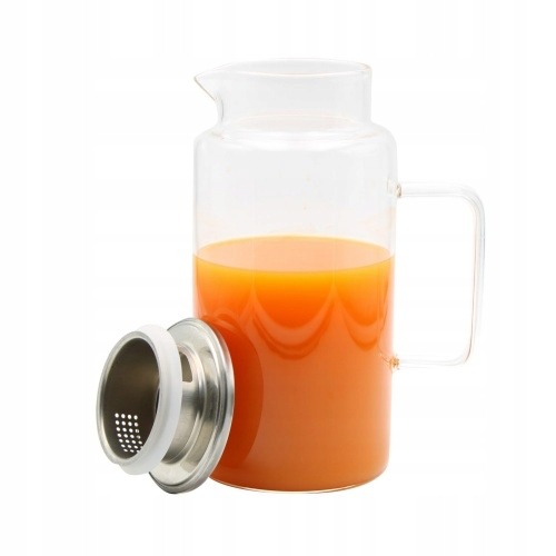 DZBANEK SZKLANY DUŻY DO WODY SOKU HERBATY KAWY 1,8 L Z POKRYWKĄ SITKIEM