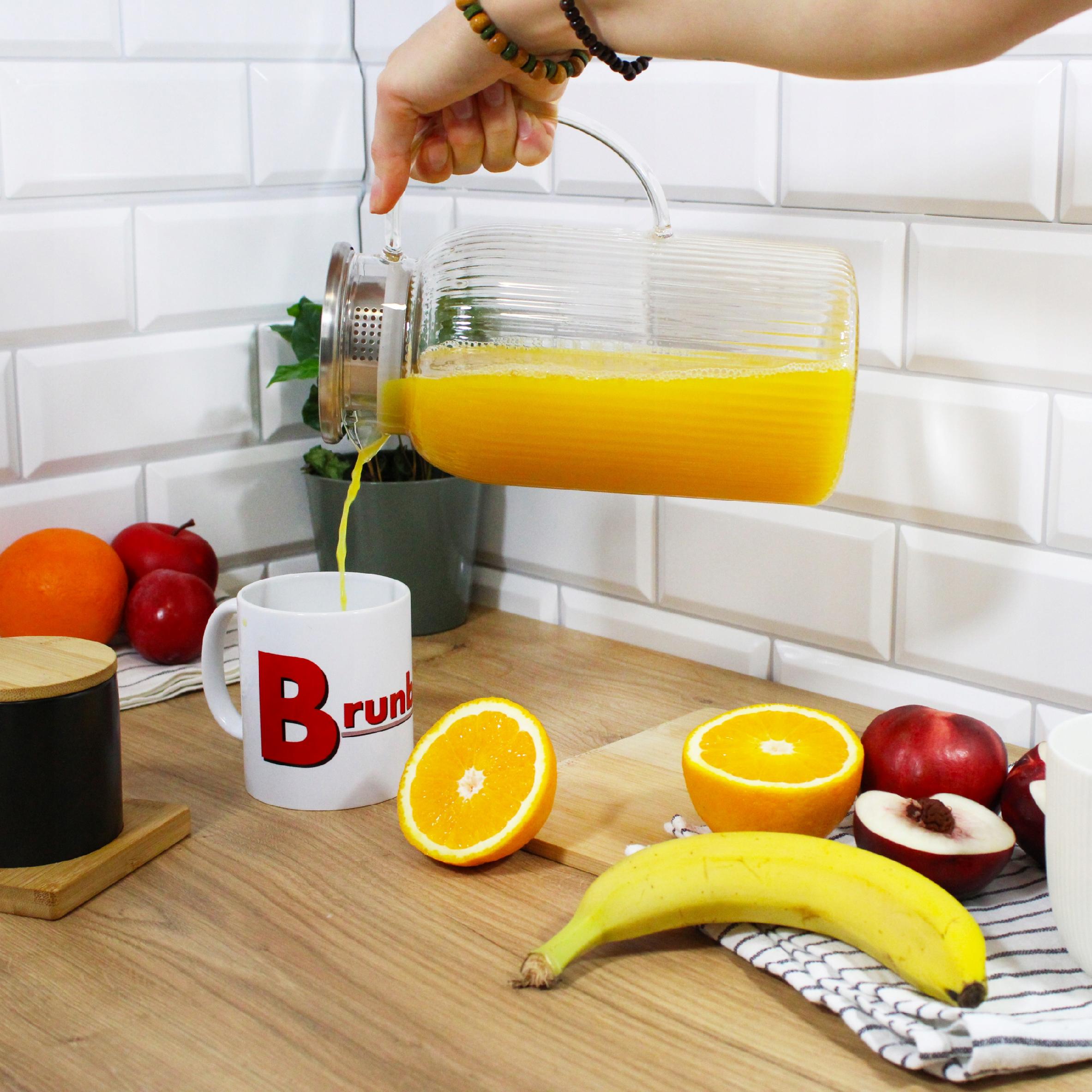 DZBANEK SZKLANY DUŻY DO WODY SOKU HERBATY KAWY 1,8 L Z POKRYWKĄ SITKIEM