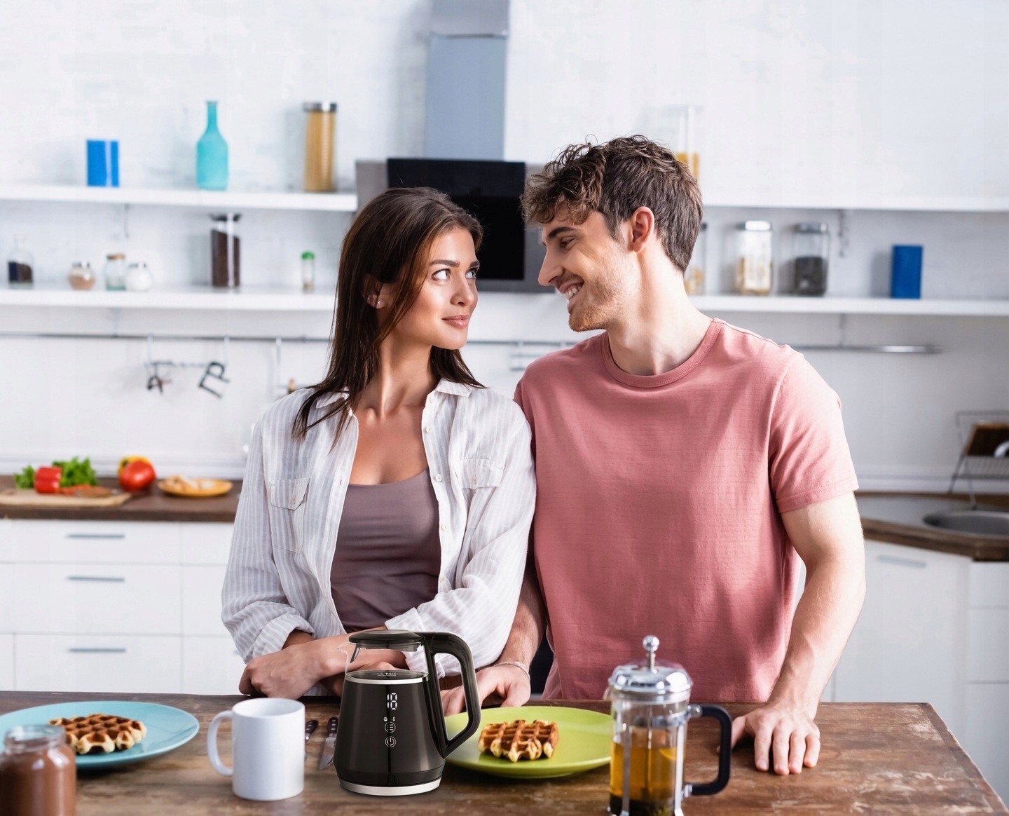 CZAJNIK ELEKTRYCZNY BEZPRZEWODOWY SZKLANY 1L PANEL DOTYKOWY 1100W CZARNY