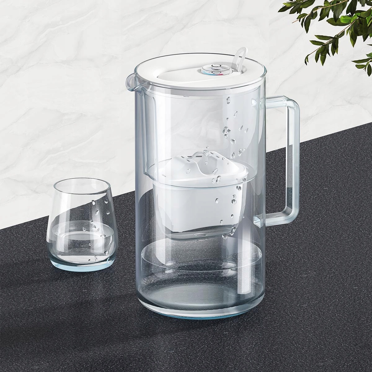 Dzbanek filtrujący szklany Aquaphor Glass 2,5l CZARNY z 1x wkład Maxfor Mg