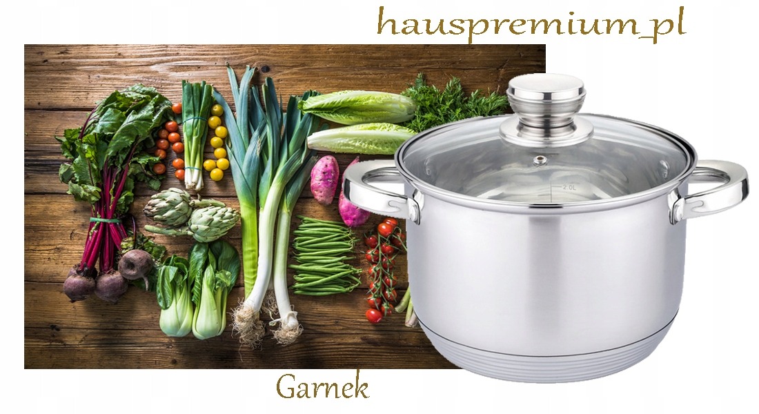 GARNKI INDUKCJA 3,6L Garnek STALOWY TRADYCYJNY z pokrywką 20x11,5 cm