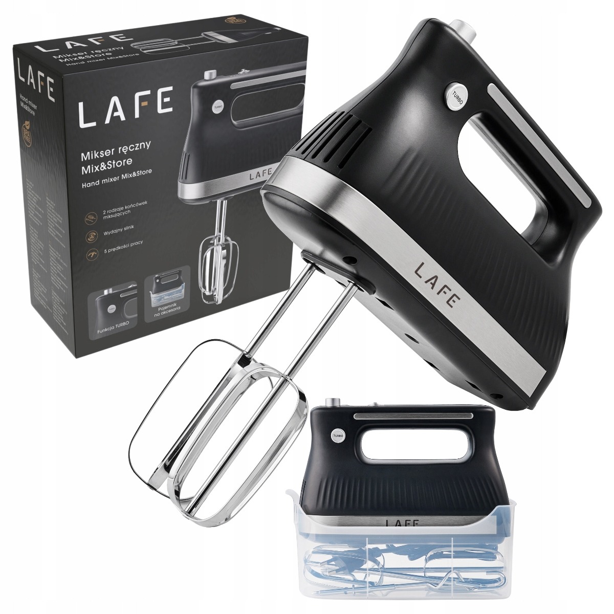 Mikser ręczny robot kuchenny Lafe Mix & Store 500 W Czarny