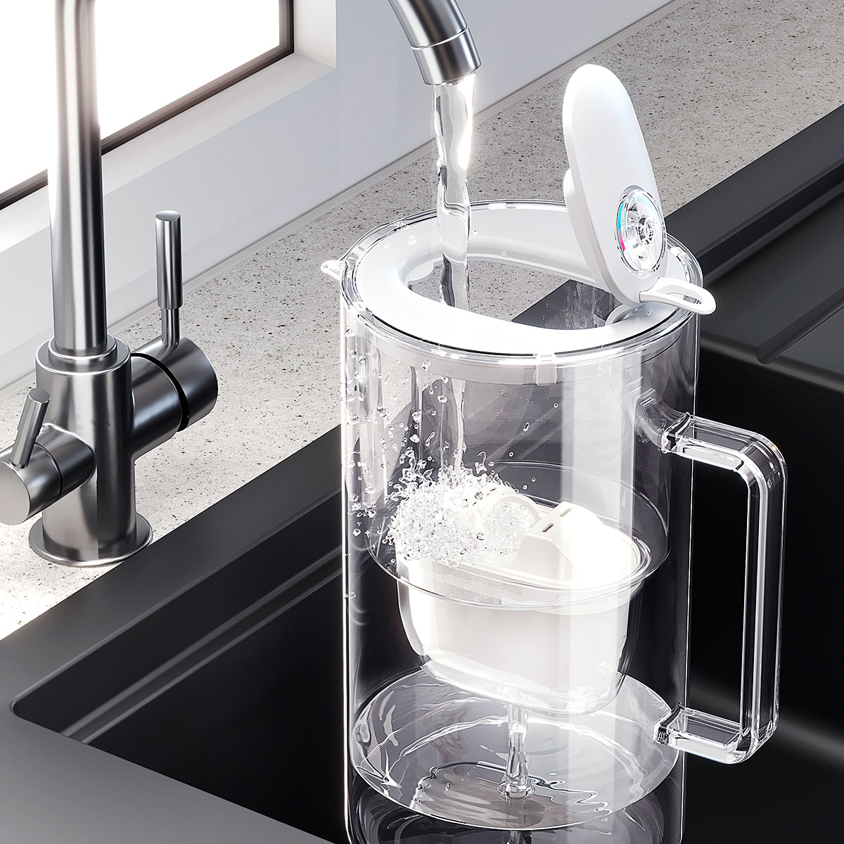 Dzbanek filtrujący szklany Aquaphor Glass 2,5l CZARNY z 1x wkład Maxfor Mg