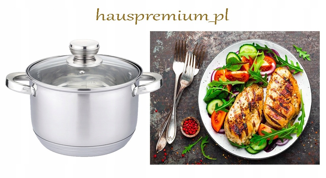 GARNKI INDUKCJA 3,6L Garnek STALOWY TRADYCYJNY z pokrywką 20x11,5 cm