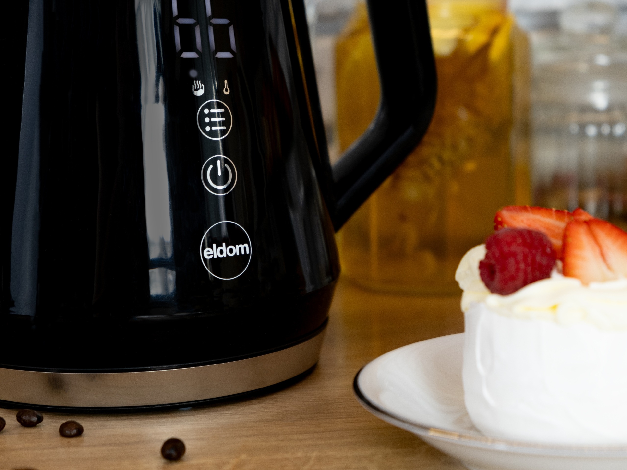 CZAJNIK ELEKTRYCZNY BEZPRZEWODOWY SZKLANY 1L PANEL DOTYKOWY 1100W CZARNY