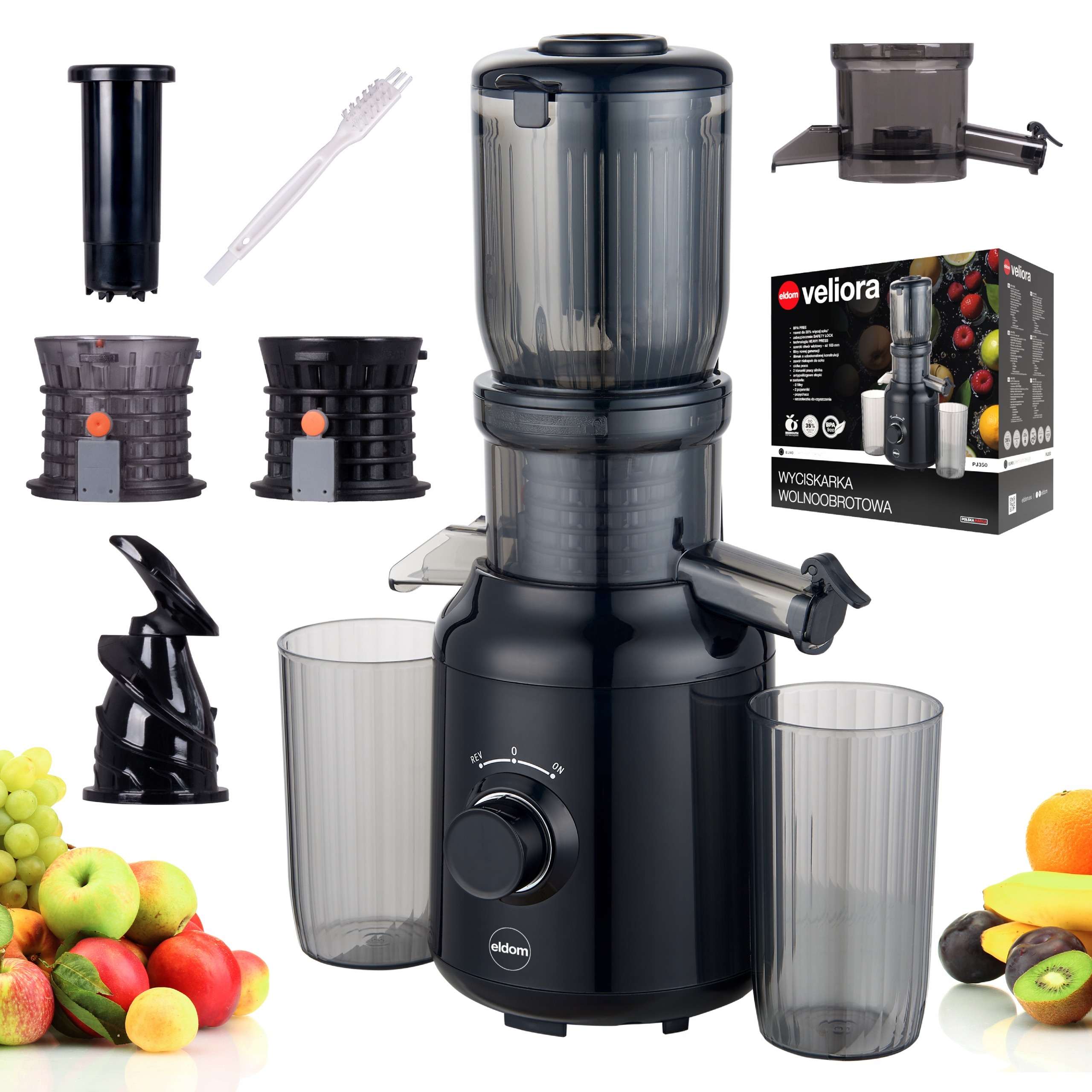 Wyciskarka pionowa wolnoobrotowa do soków PJ350 Eldom 250W