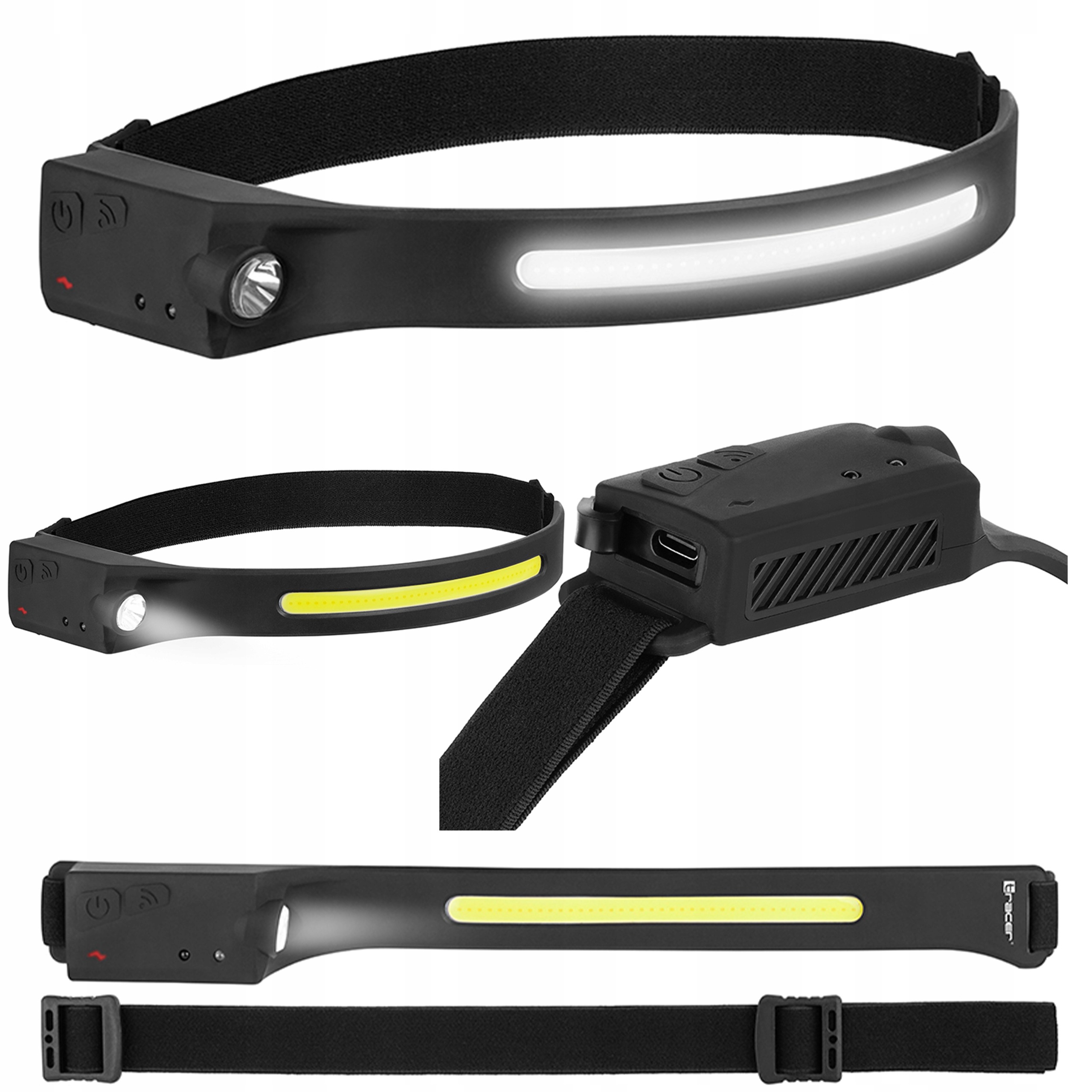 Latarka czołowa LED MOCNA LAMPKA NA GŁOWĘ USB CZUJNIK Tracer 350 lm LED
