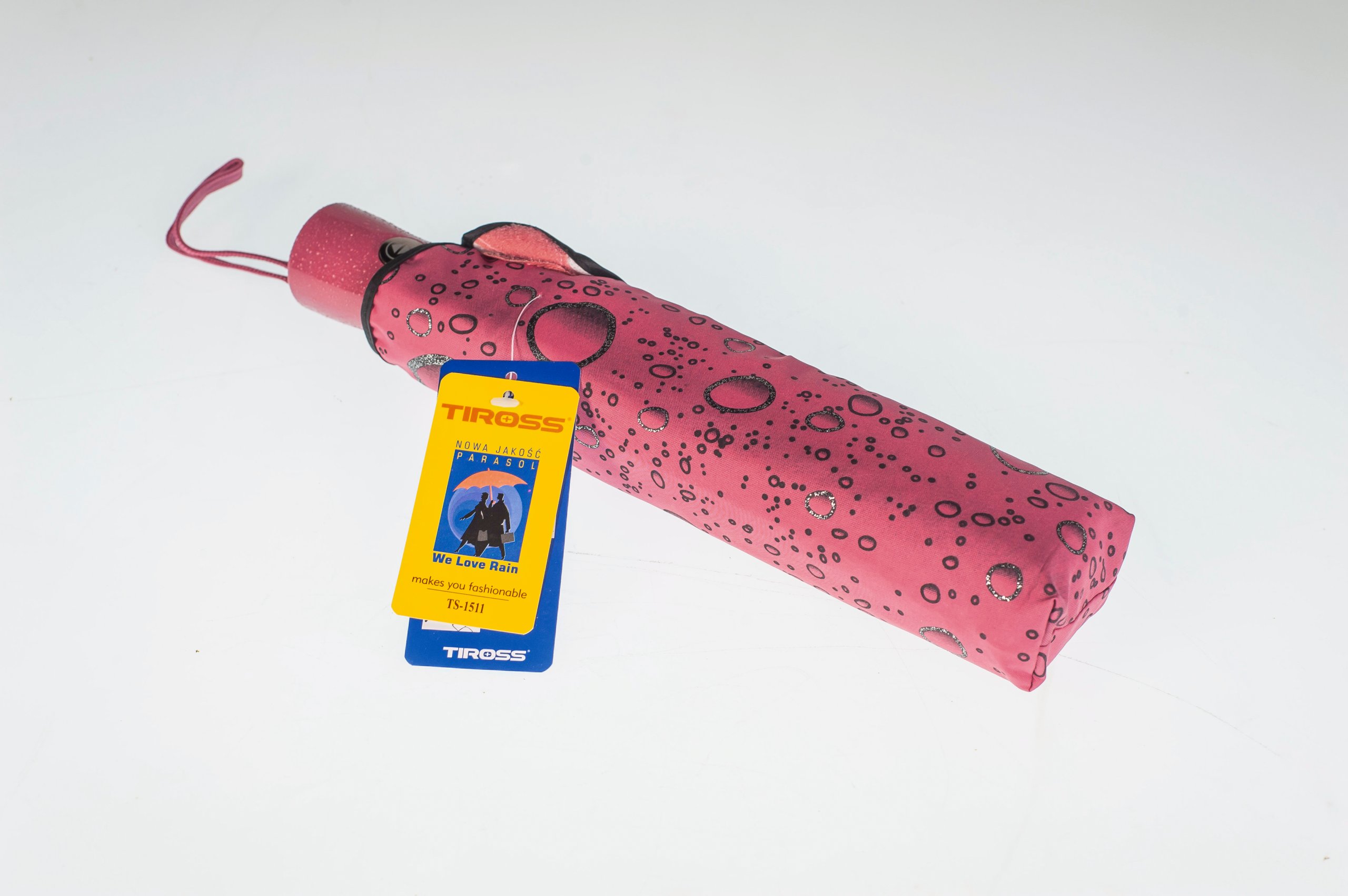 Tiross parasol manualny, składany, z pokrowcem różowy