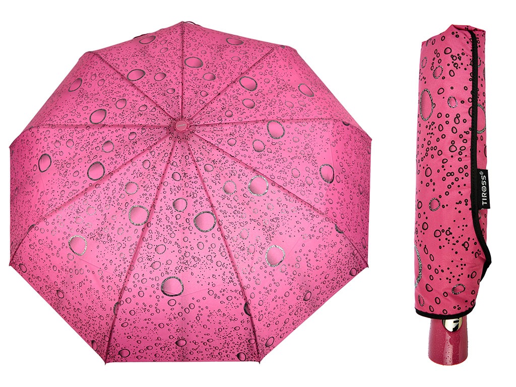 Tiross parasol manualny, składany, z pokrowcem różowy