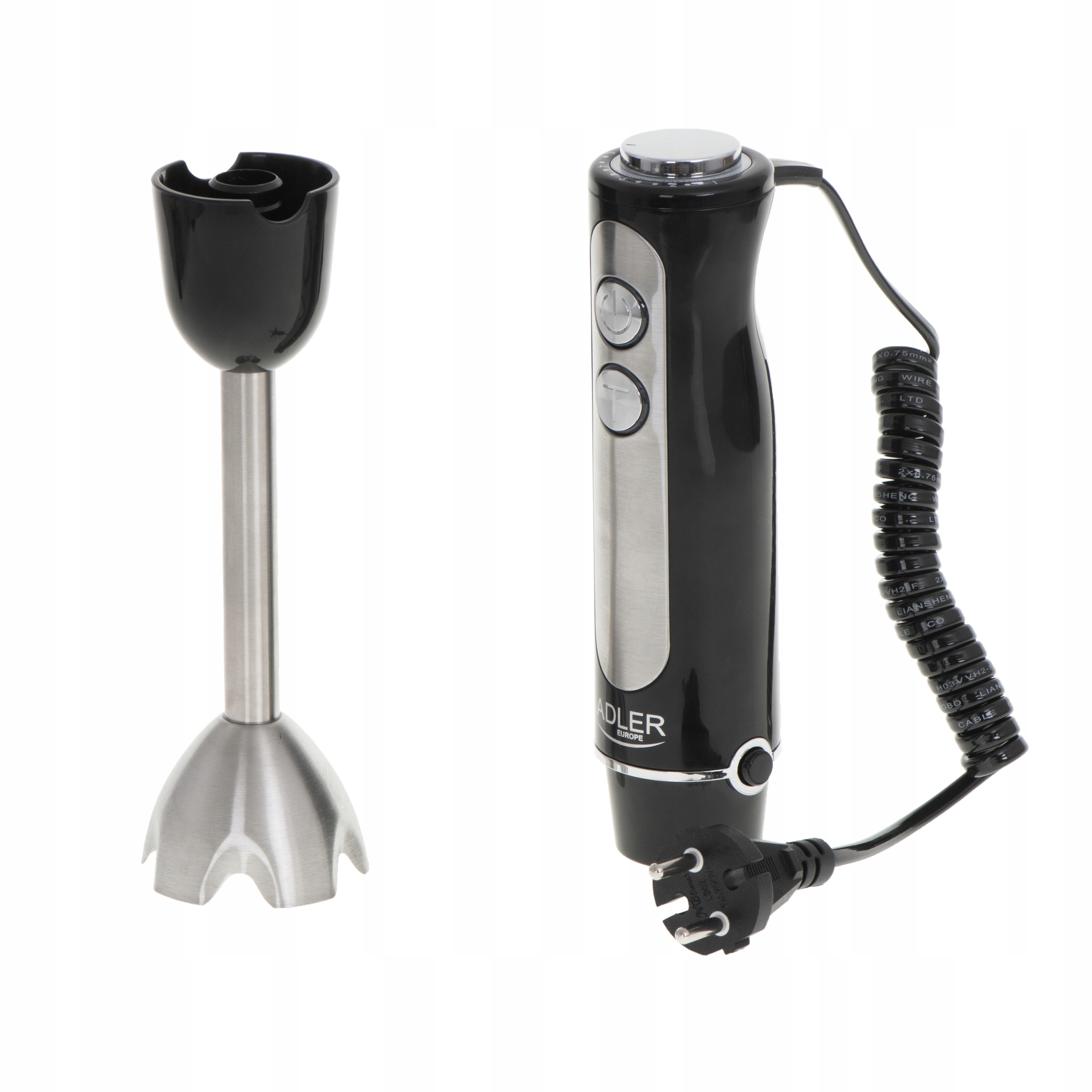 Blender ręczny MIKSER Adler 1500W czarny turbo stal nierdzewna 5 prędkości