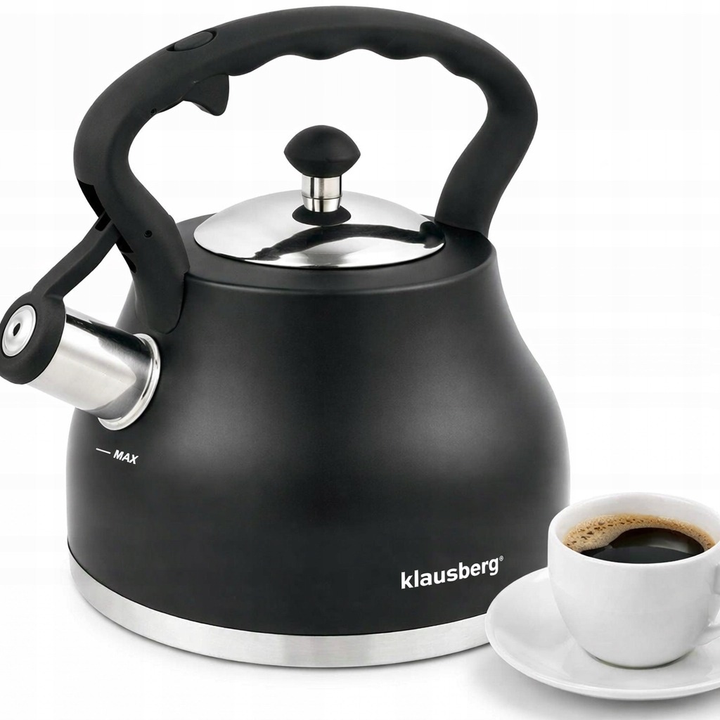 CZAJNIK NA GAZ INDUKCJA CZARNY tradycyjny stalowy Klausberg 2,7 l