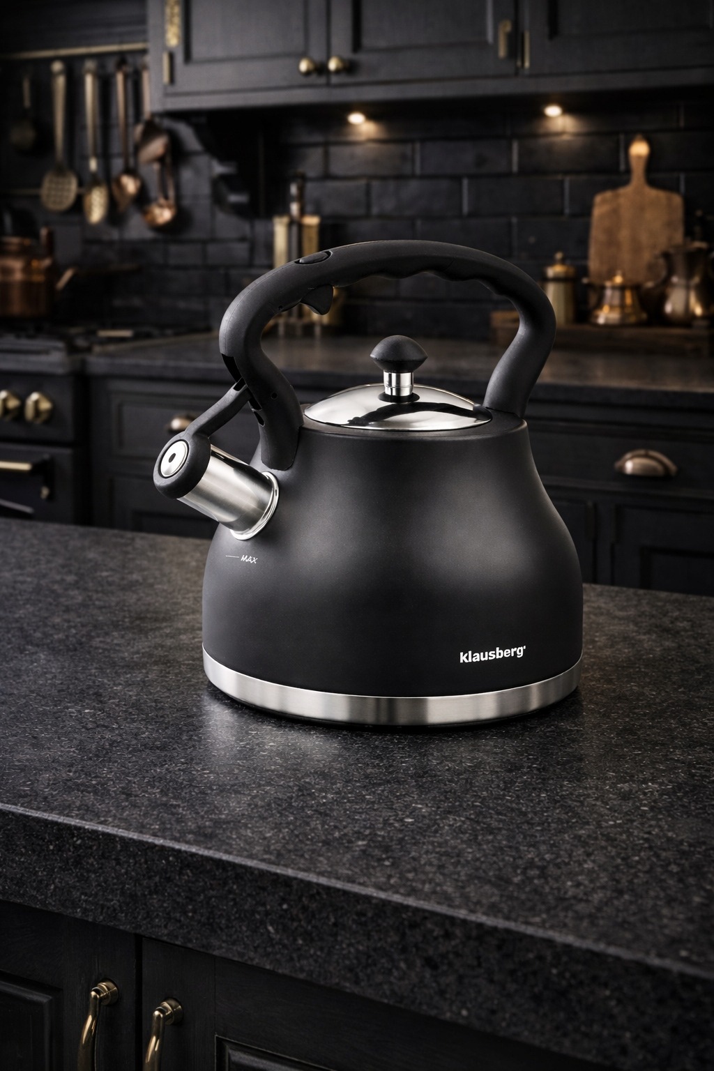 CZAJNIK NA GAZ INDUKCJA CZARNY tradycyjny stalowy Klausberg 2,7 l