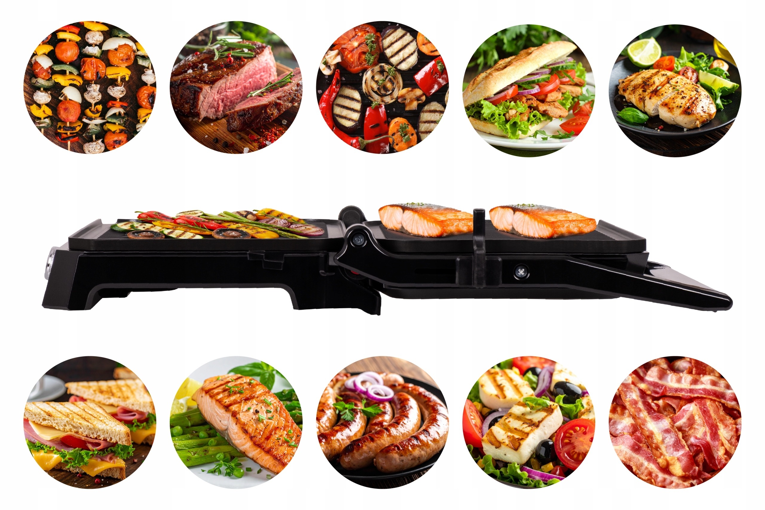 Grill elektryczny opiekacz do kanapek toster rozkładany 2000W GK200 Eldom