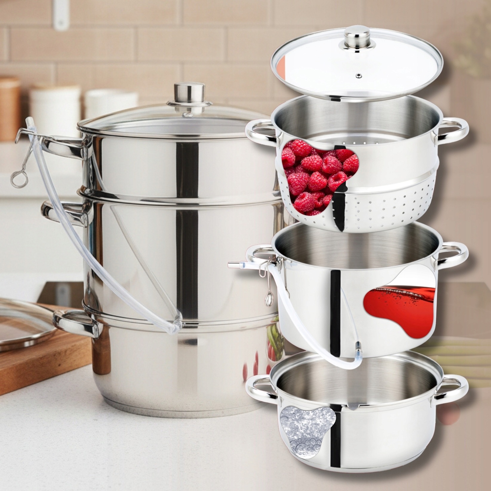 Duży Sokownik 8 Lit Klausberg Garnek Do Soku Parowy Indukcja Gaz 26cm