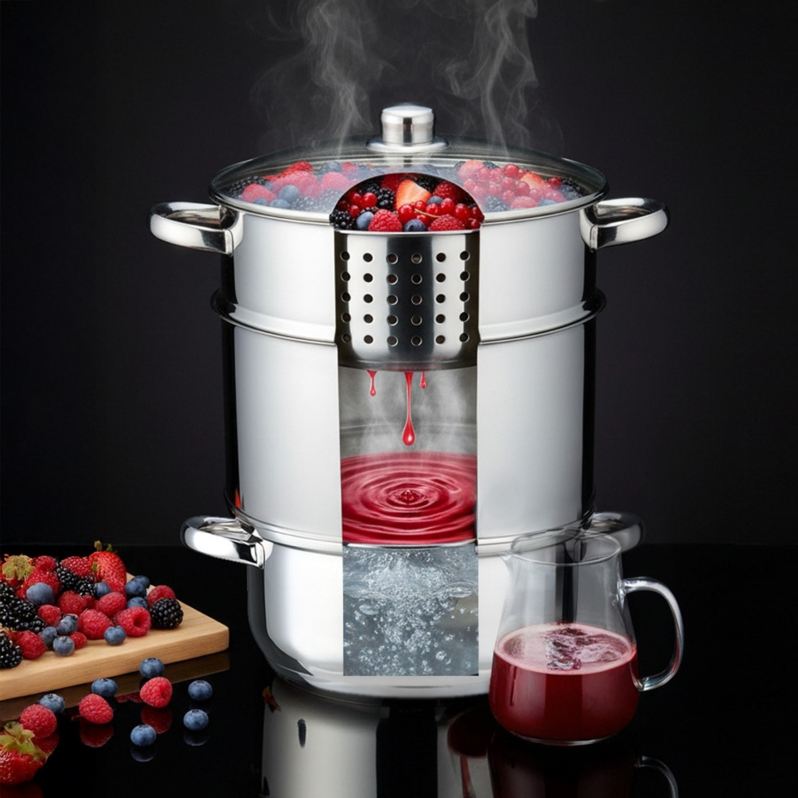 Duży Sokownik 8 Lit Klausberg Garnek Do Soku Parowy Indukcja Gaz 26cm