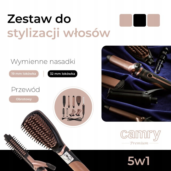 ZESTAW DO STYLIZACJI WŁOSÓW 5w1 PROSTOWNICA LOKÓWKA KARBOWNICA FALOWNICA