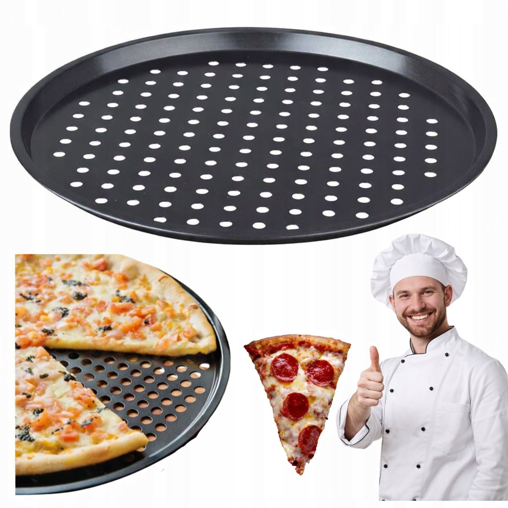 Blacha do pizzy Tacka do pizzy 33cm NIEPRZYWIERAJĄCA FORMA BLACHA STALOWA