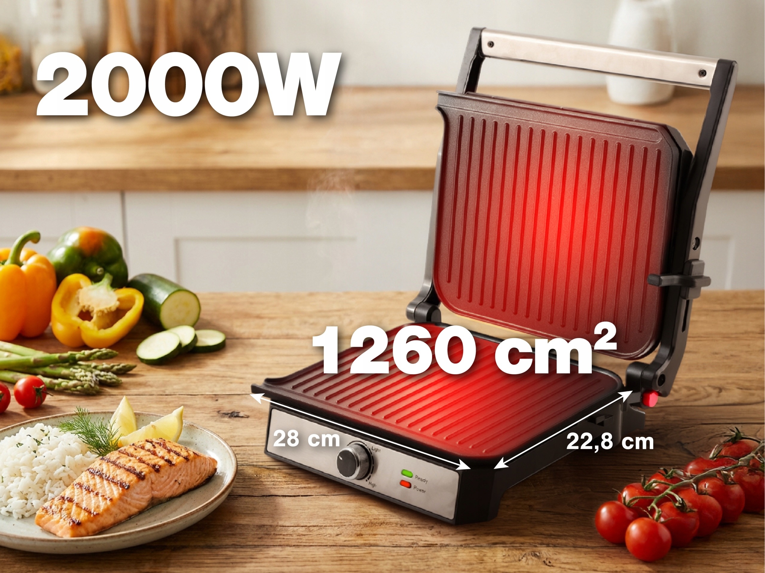 Grill elektryczny opiekacz do kanapek toster rozkładany 2000W GK200 Eldom