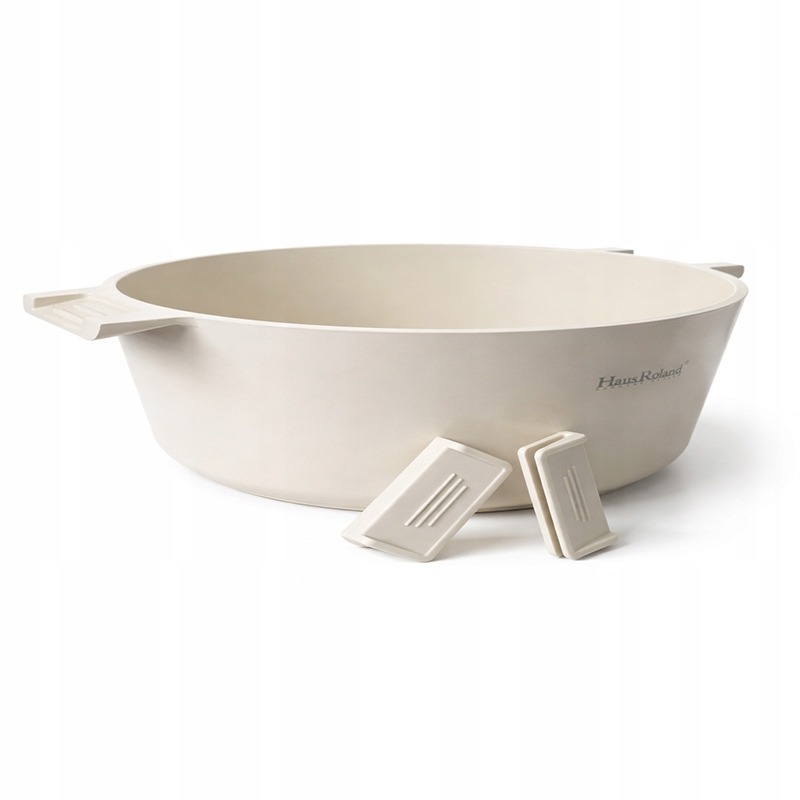 Garnek CERAMICZNY Z pokrywką DUŻY BIAŁY BEŻ 28CM GAZ INDUKCJA GARNKI 4,6L