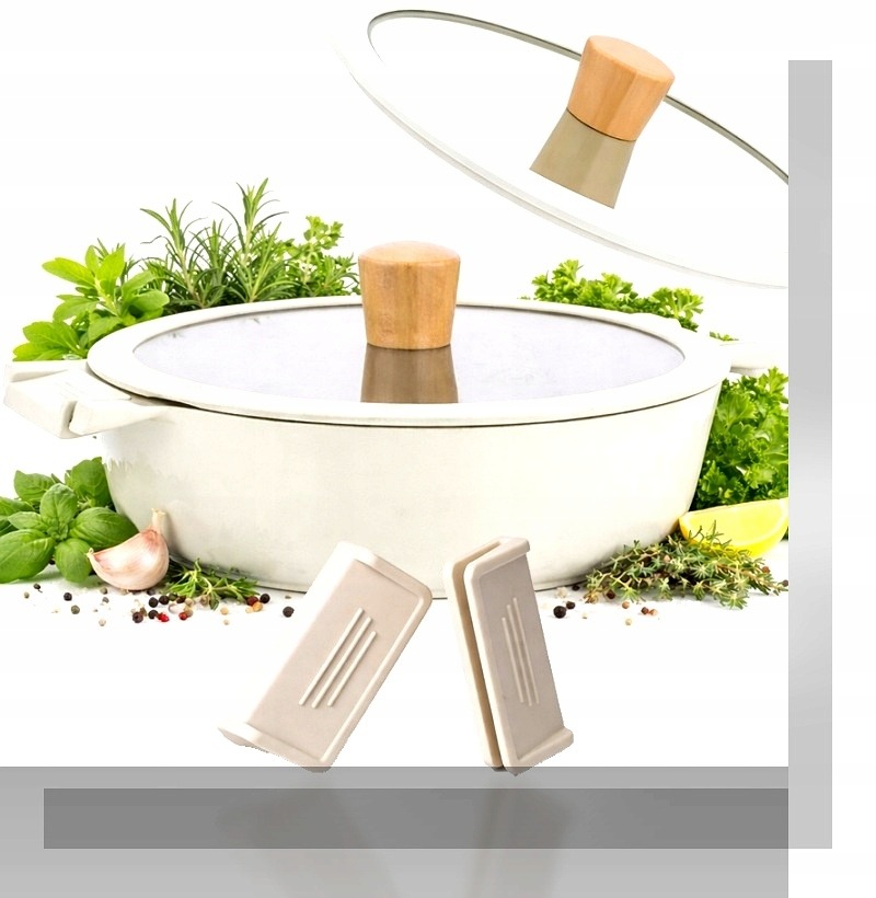 Garnek CERAMICZNY Z pokrywką DUŻY BIAŁY BEŻ 28CM GAZ INDUKCJA GARNKI 4,6L